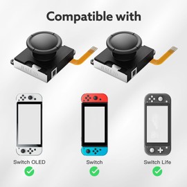 BRONAL Switch Joycon Joystick Replacement, [No Drifting] Hall Effect Joystick for Switch/Switch OLED/Switch Lite, Left/Right Switch Joycon Controller with Repair Tool Kit, Thumbstick Caps [2 Pack]