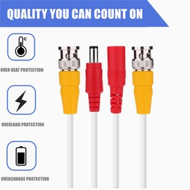 SLLEA 150ft White Video and Power BNC Cable Replacement for CCTV Security Cameras Replacement for Amcrest Cameras