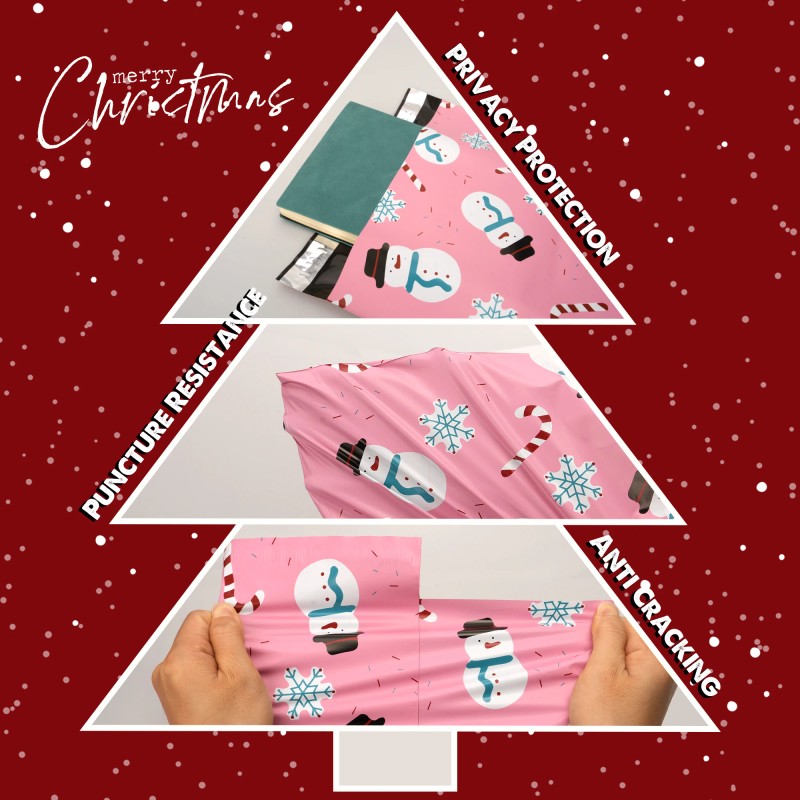 2-Day Shipping 5-Day Delivery 10x13 Inch Light Pink Christmas Poly