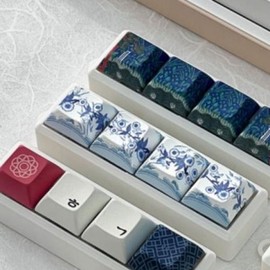 Keyring keycap square decoration traditional folk painting pattern design portable prop bag ring point traditional pattern / 키링 키캡 네모 장식 전통 민화 문양 디자인 휴대용 소품 가방 고리 포인트 전통 문양