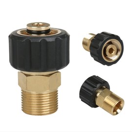 ZONADAH Brass Pressure Washer Fitting Metric M22 x 14mm (Pin) Socket Convertible to M22 x 15mm Male Thread Connector Quick Coupling Pressure Washer Gun Adapter Accessories