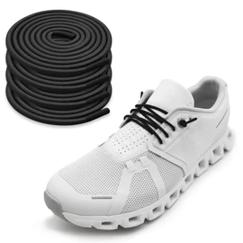 NDTEZUGT 2 Pairs 1/10" (2.5mm) Elastic Thin Shoe Laces, Stretch Round Shoelaces Shoe Strings Replacement for On Cloud Sneaker,Tieless No Tie Laces for Adults and Kids (Black 03, 24''/60cm)
