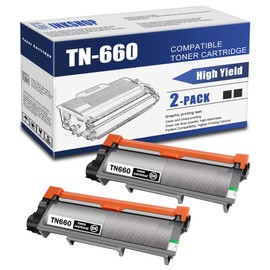 TN660 TN-660 Toner Compatible TN660 Black High Yield Toner Cartridge Replacement for Brother TN-660 TN660 HL-L2300D HL-L2305W MFC-L2740DW MFC-L2700DW Printer Toner (2 Pack)