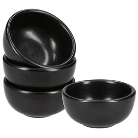 MAKOLO Ceramic Soy Sauce Dish Small Dipping Bowls, 3 in, Set of 4 (Black No.1)