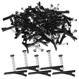 SEWACC 100pcs Duck Bill Hair Clips, Spring Iron Alligator Hair Clips DIY Hairpins Barrettes Accessories, Black