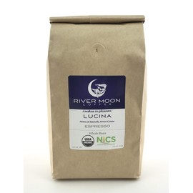 River Moon Organic Espresso Coffee Beans, 2 lbs., Italian Style Roast, 100% Arabica, Non-GMO, Direct Trade, Fresh Gourmet Specialty Coffee, Artisan Lucina Blend