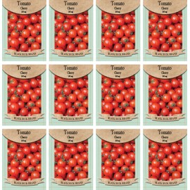 Set of 12 Tomato- Cherry Vegetable Seed Packs - Create a Deluxe Garden - All Seeds are Heirloom - 100% Non-GMO (Tomato- Cherry)