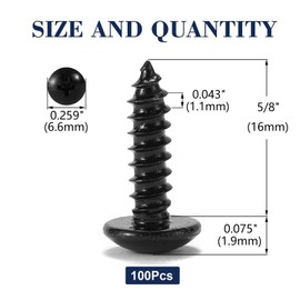 #4 x 5/8" Wood Screw 100Pcs Truss Head Phillips 18-8 (304) Stainless Steel Fast Self Tapping Screws Black Oxide by SG TZH