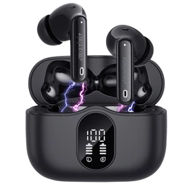 auvisio Commuter Headphones: Wireless In-Ear Headphones with Charging Case, Noise Cancelling, Black (with Microphone, Bluetooth, for Home Office)