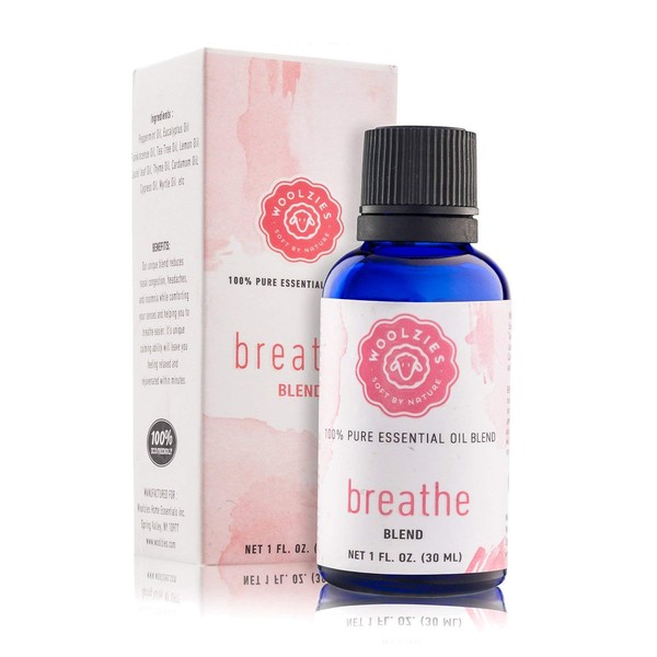 Woolzies Breathe Essential Oil Cold Stopper Blend For Cold, Cough, Congestion, Sinus Relief, Allergy, Headache, Aromatherapy, Scents & Diffuser