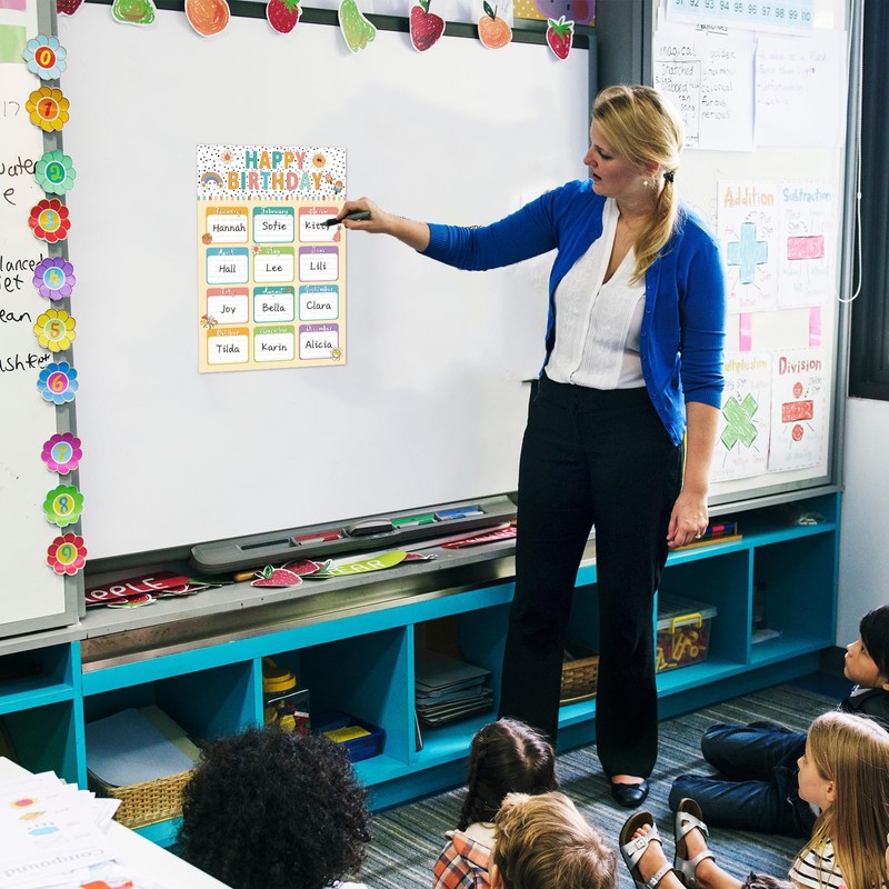 JUESMOS Confetti Classroom Birthday Chart Decoration Boho Birthday Poster Calendar