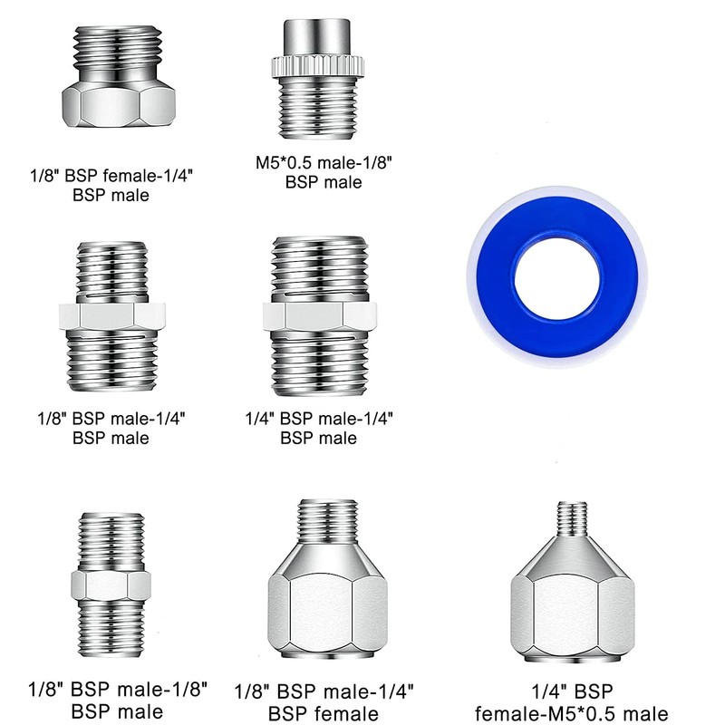 Airbrush Adapter Set 14 Pieces Assorted Sizes Quick Disconnect Coupler
