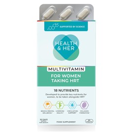 Health & Her Multivitamin Tablets for Women Taking HRT, Supplement with 18 Key Nutrients, Vegan & Gluten Free, 30-Day Supply, 60 Tablets