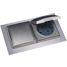 Thebo ST 3009 ST/2 Socket Element, Stainless Steel, 2 Sockets, Stainless Steel Cover