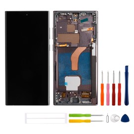 [with Frame][Supports Fingerprint Function] SWARK New OLED Display Compatible with Galaxy S22 Ultra SM-S908B SM-S908U Touch Screen Digitizer Assembly Replacement with Upgraded Repair Tools Kit