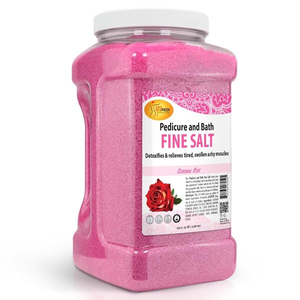 SPA REDI - Detox Foot Soak Pedicure and Bath Fine Salt, Sensual Rose, 128oz - Made with Dead Sea Salts, Argan Oil, Coconut Oil, and Essential Oil - Hydrates, Softens and Moisturizes