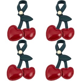 Beebeecraft Pack of 4 Cherry Leather Bag Pendants Red PU Cute Cherry Purse Pendant for Women Handbags Key Chain Pendant Decoration Ornaments Accessories, Faux Leather