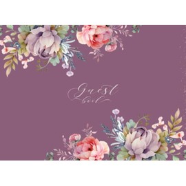 Guest Book: Purple Gold Floral Guest Book for Wedding Reception, Bridal Shower, Anniversary, Birthday Party, Airbnb, Holiday Vacation Home, ... Lined Pages (Guest Book Keepsake Gifts)