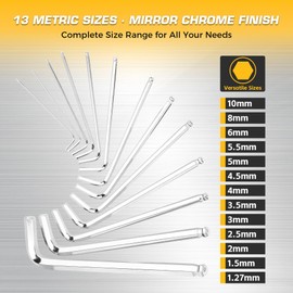 KOOPOOL 27PCS Ball End Allen Wrench Set, Metric & SAE Allen Wrenches, Long Arm Hex Key Set with Torque Handle, CR-V Steel, and Waterproof Storage Pouch