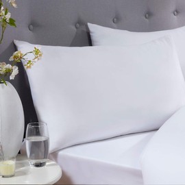 Sleepdown Super Soft Plain Dye Housewife Pillowcase Pair Pack Thermal Warm Cosy Pillow Cover - 50cm x 75cm - White, 5056242769118