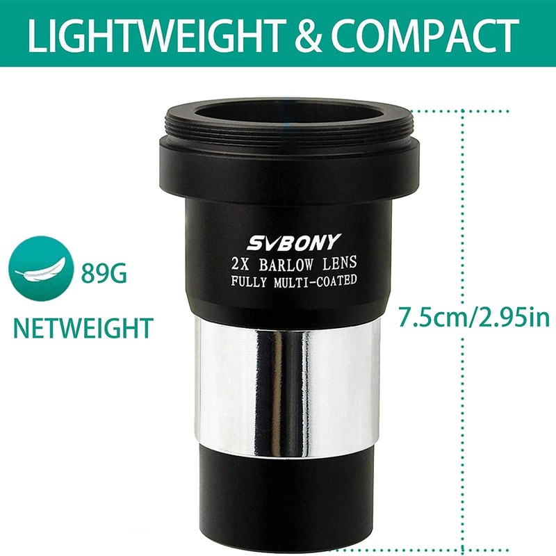 Svbony Barlow Lens 2x, 1.25inch with M42 Thread for T