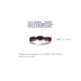 Silvershake 1.8ct. 3 Stone Natural Garnet White Gold Plated 925 Sterling Silver Ring Size 8