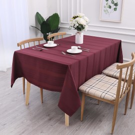 Randall Red Rectangle Tablecloth Oblong 60“×120“ 10 Feet Water Resistant Dust-Proof Stain Resistant Heavy Duty Table Cover for Kitchen Dinning Party Tabletop Decoration 10-12 Seats, Wine Red