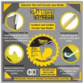 1 x SCCSF184CR24 SabreCut Circular Saw Blade 184 mm 24T x 30 mm Hole for Dewalt Makita Milwaukee Ryobi and Many Others