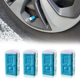 Porta Potty Valve Stem Caps – 4 Pack | Funny 3D Printed Tire Air Caps for Car, Truck | Gag Gift Accessory | Universal Fit, Schrader Valve, Weather-Resistant, No Tools Needed (Sky Blue)