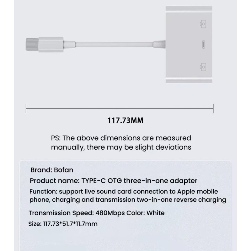 Acefast Adaptador Transferencia Datos Usb Tipo C Función Otg Carga