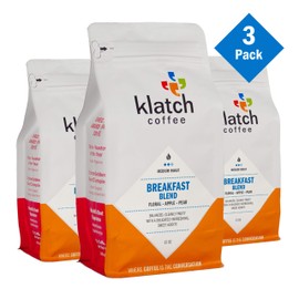 Klatch Coffee Breakfast Blend Medium Roast, 11 Ounces, Whole Bean (3 Pack)