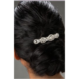 Hair Clip Rhinestone Crystal Barrette Large Circular Loops