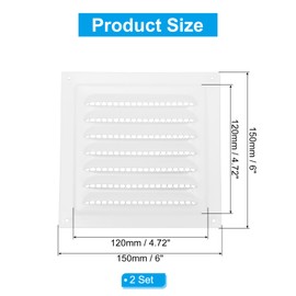 PATIKIL 6"x6" Stainless Steel Gable Vent, 2pcs Exterior Wall Outlet Vent Cover HVAC Air Grille Louvered Screen Mesh for Kitchen Bathroom Ventilation, White