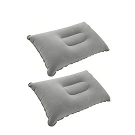 ChainYao 2 PCS Ultralight Inflatable Camping Pillows, Compact Portable Blow Up Pillow with Soft Flocked Surface, Waterproof Air Pillow for Travel Backpacking Outdoor Activities, Grey