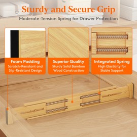 Lifewit 2.4" High 8 Pack Bamboo Drawer Dividers 45-55cm/17.5-22" Adjustable Wooden Drawer Organizer for Clothes/Utensils, Expandable Drawer Separator for Dresser/Kitchen/Bedroom/Office Organization