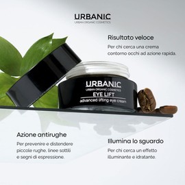 URBANIC Augencreme Koffein und Centella Asiatica Eye Lift Augenpflege Augenringe und Taschen 15 ml Produkt Augenkontur Anti-Falten Aufhellung ohne SLS, SLES und PEG