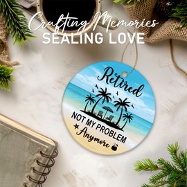 Happy Retirement Christmas Ornament, Retirement Gift for Women Men, Appreciation Gift for Women Men Coworker Boss Teacher Friend, Double-Sided Ceramic Ornament 3in