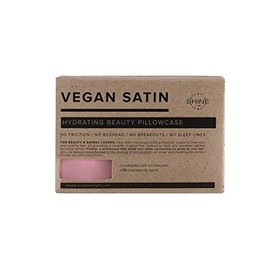 SHINE by NIGHT Vegan Satin Hydrating Beauty Pillowcase (Charcoal, Standard)