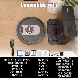 Replacement Parts for Shark IQ RV1001AE Shark AV911S EZ, AV1010AE RV1000 RV1001 AV970 AV993 AV1002AE UR1000SR UR1005AE Vacuum Cleaners,Side/Sweep Brush Filter Main/Roller Brush Shell Clean Base Filter