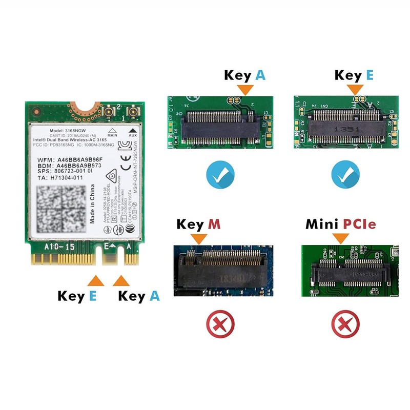 Cablecc Dual Band 2.4G 5Ghz 433Mbps 3165AC NGFF 802.11AC WiFi