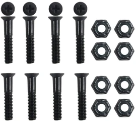 Standard Phillips Head Black Skateboard 1" Mounting Hardware Set