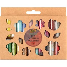folia Rainbow L 5781 Organic Glitter & Sequins Set, 20 Tubes, Organic Glitter and Sequins in Various Shapes and Colours, for Decorating and Decorating