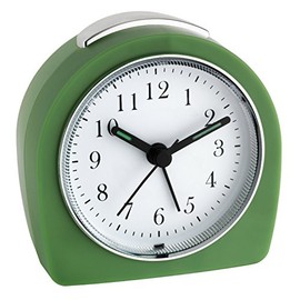 TFA Dostmann 60.1021.04 Analogue Alarm Clock, Quiet Movement, Alarm with Snooze Function, Backlight, Green, L 87 x W 55 x H 90 mm