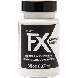 PlaidFX Smooth Satin Flexible Acrylic Paint Ideal for Pliable Surfaces and Cosplay Costumes, Non-Cracking or Peeling, No-Tack, Durable, 3 oz, Blizzard