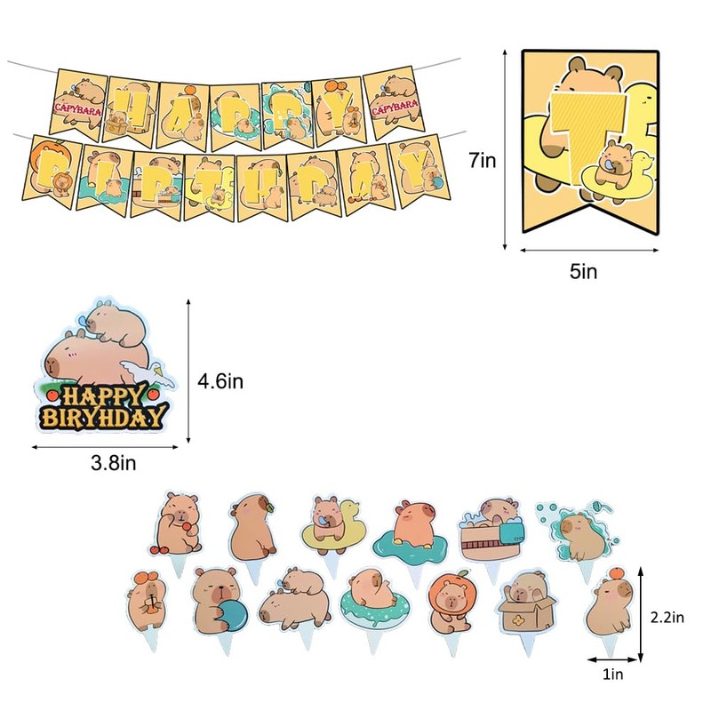 Capybara - Decoración de fiesta de cumpleaños con temática de
