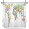 Xiaoterna World Map Shower Curtain Colourful Nautical Map Ocean Bathroom