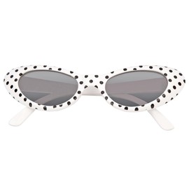 Sandy Cat Eye Glasses with Dots - Stylish Rockabilly Glasses in 50s and 60s Look, Perfect for Costumes and Parties! - White / Black