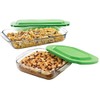 4 Piece Glass Baking Dish Set with Green Lids