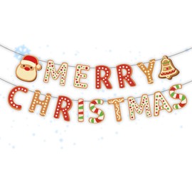 Merry Christmas Banner Merry Christmas Garland Santa and Letter Bunting Office Christmas Decorations for Home and Christmas Party Supplies