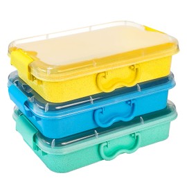 Carolart 3 Pack, Empty Sensory Bin, Wheat Straw Material，13.5 Inch Storage Container, Portable Plastic Storage Bins, Stackable Play Tray for Toys,Arts,Crafts and Sand.